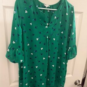 Pleione Green Floral Women's Top